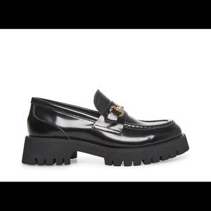 Steve Madden Lando Black Leather Platform Loafers